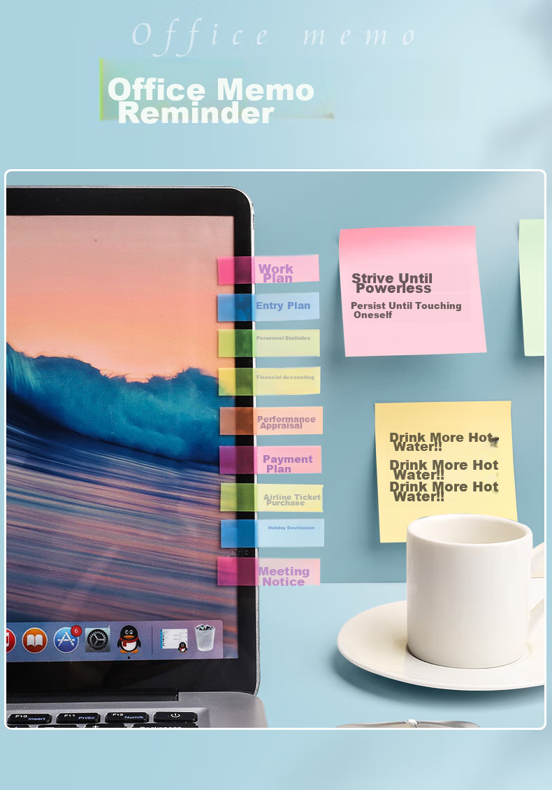 Jinzhi 600 Sheets Arrow-Shaped 5-Color Fluorescent Film Sticky Notes, Memo Pads, Labels, Transparent Waterproof Colored Note Index Strips, Indicator Labels, Bookmarks, 45*12mm 8