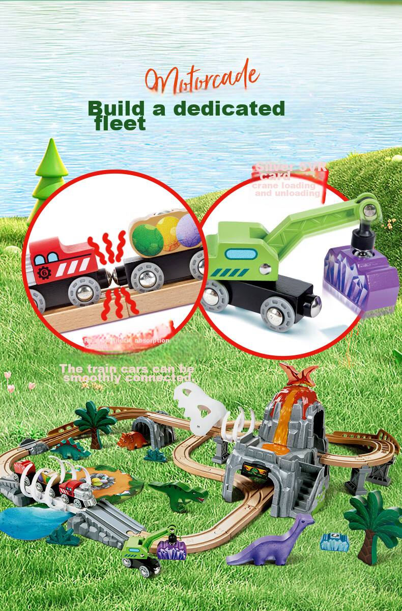Hape Boys' Track Toy, DIY Assembly Train Track with Luminous Dinosaur Set, Gift for Boys Aged 3+, E3795 9
