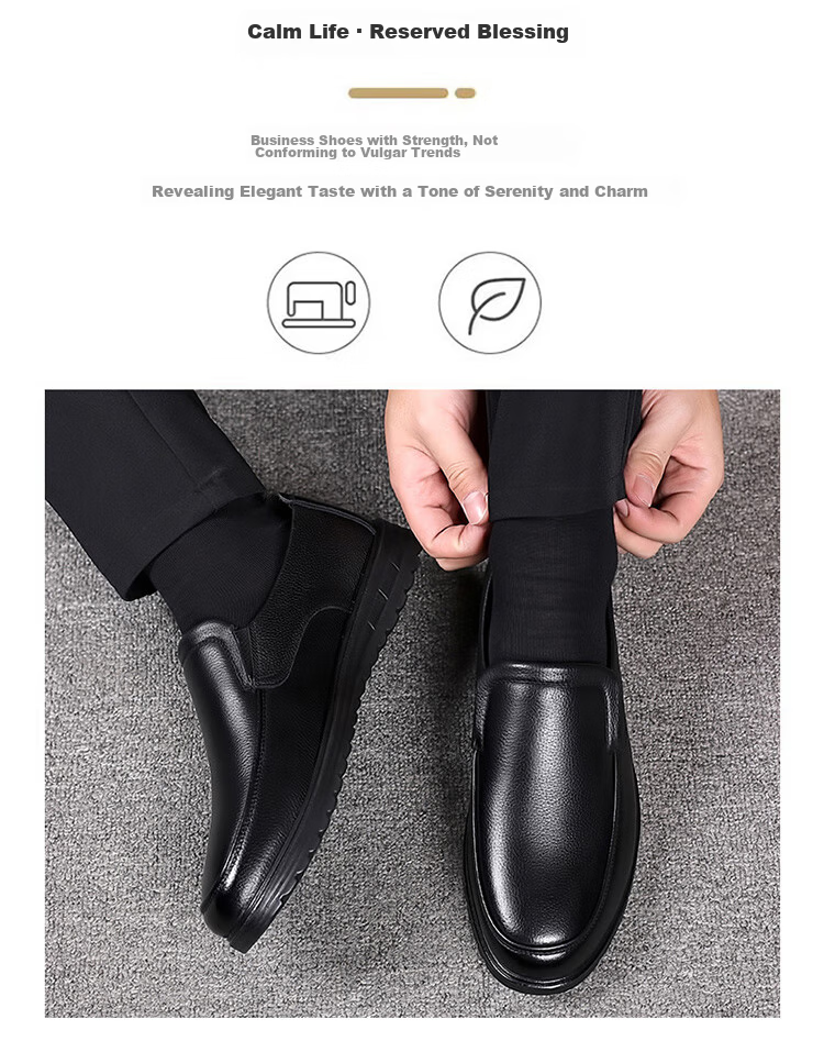 EGCHI Men's Leather Shoes, Business Casual Shoes, Top-Grain Cowhide Slip-On Driving Shoes, C8833, Black, Size 43 3
