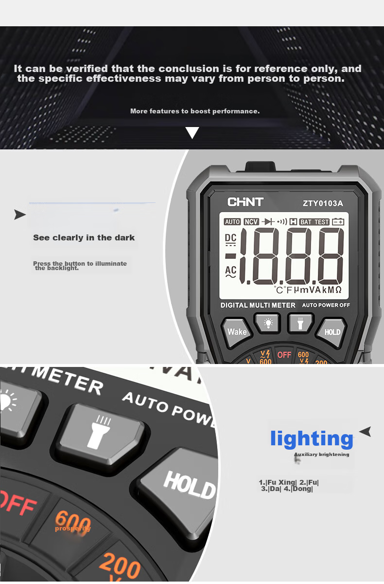 CHNT Multimeter, High-Precision Digital Intelligent Burn-Proof Portable Multi-Function Universal Meter, Electrician Repair-Specific Ammeter 10