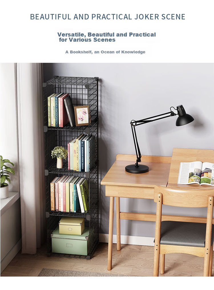 Anerya Simple Floor-Standing Iron Bookshelf, Living Room Storage Rack, Bedside Organizer And Display Shelf, Free Combination Design, Large Capacity Narrow Bookcase 2