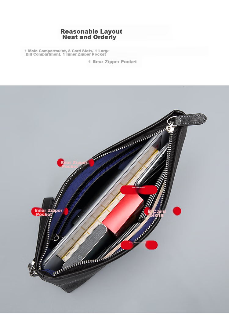 GOLF Men's Clutch Large Capacity Handbag with Multiple Card Slots Envelope Bag Long Wallet Gift for Boyfriend 11