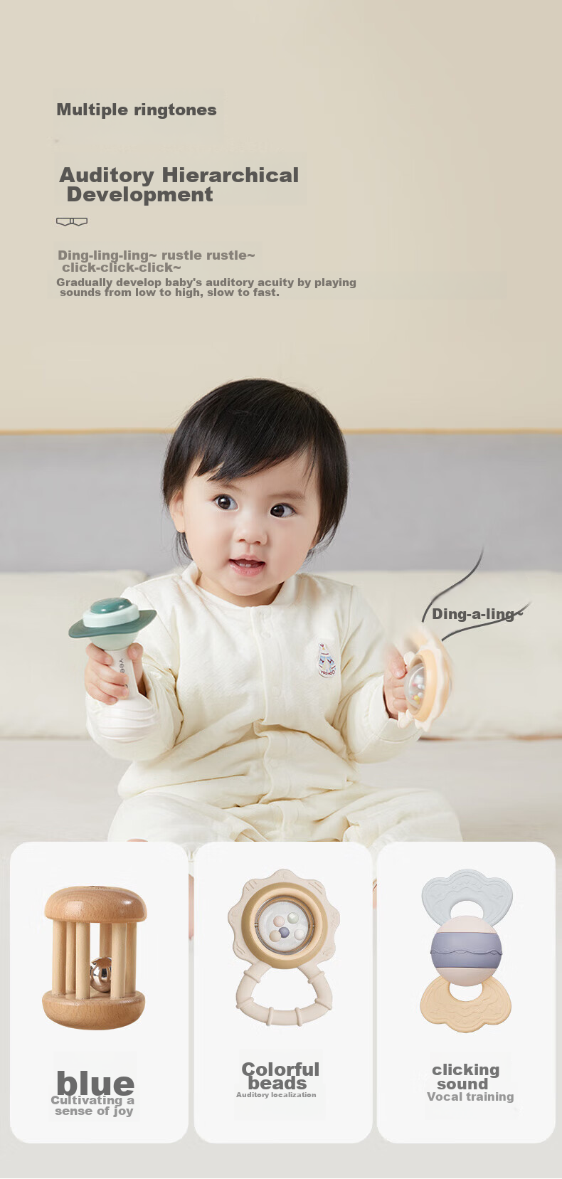 YEEHOO Newborn Welcome Gift, 0-1 Year Old Baby Toys, Comforting Dolls, Rattle, Full Moon Gift Box for Infants, High-End Thousand-Yuan Gift Set 9