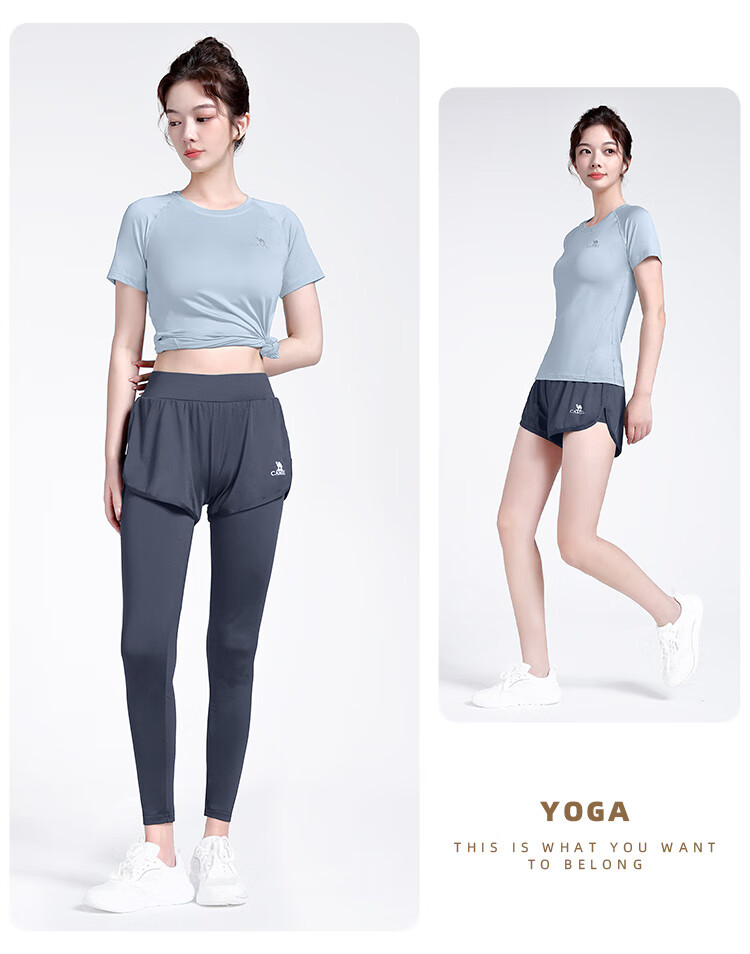 CAMEL Yoga Outfit Set for Women, Morning Run Outdoor Sportswear, Slim-Fit Breathable Fitness Wear, Five-Piece Set YK22255493 27