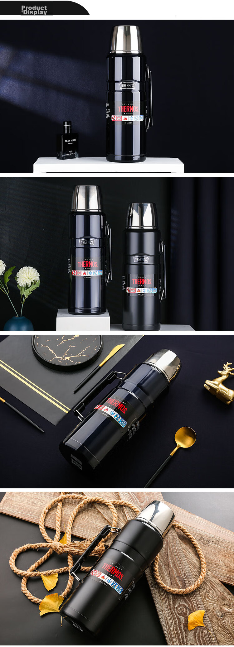 THERMOS Insulated Bottle, 1200ml, for Men And Women, Travel Camping Large Capacity Water Bottle, Gift, Mid-Autumn Festival Present, TSK2-BK 4