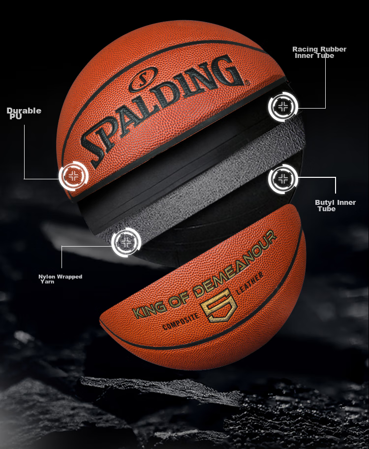 SPALDING Basketball Size 5 Indoor/outdoor Wear-Resistant Dual-Use PU Material Youth Children's Basketball 77-476Y5 6