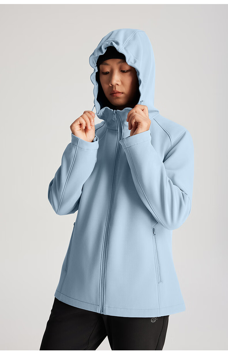 TECTOP Soft Shell Jacket, Fashionable Windproof Breathable Wear-Resistant Coat, Hooded Sports Windbreaker, Cloud Ink Black, M 27