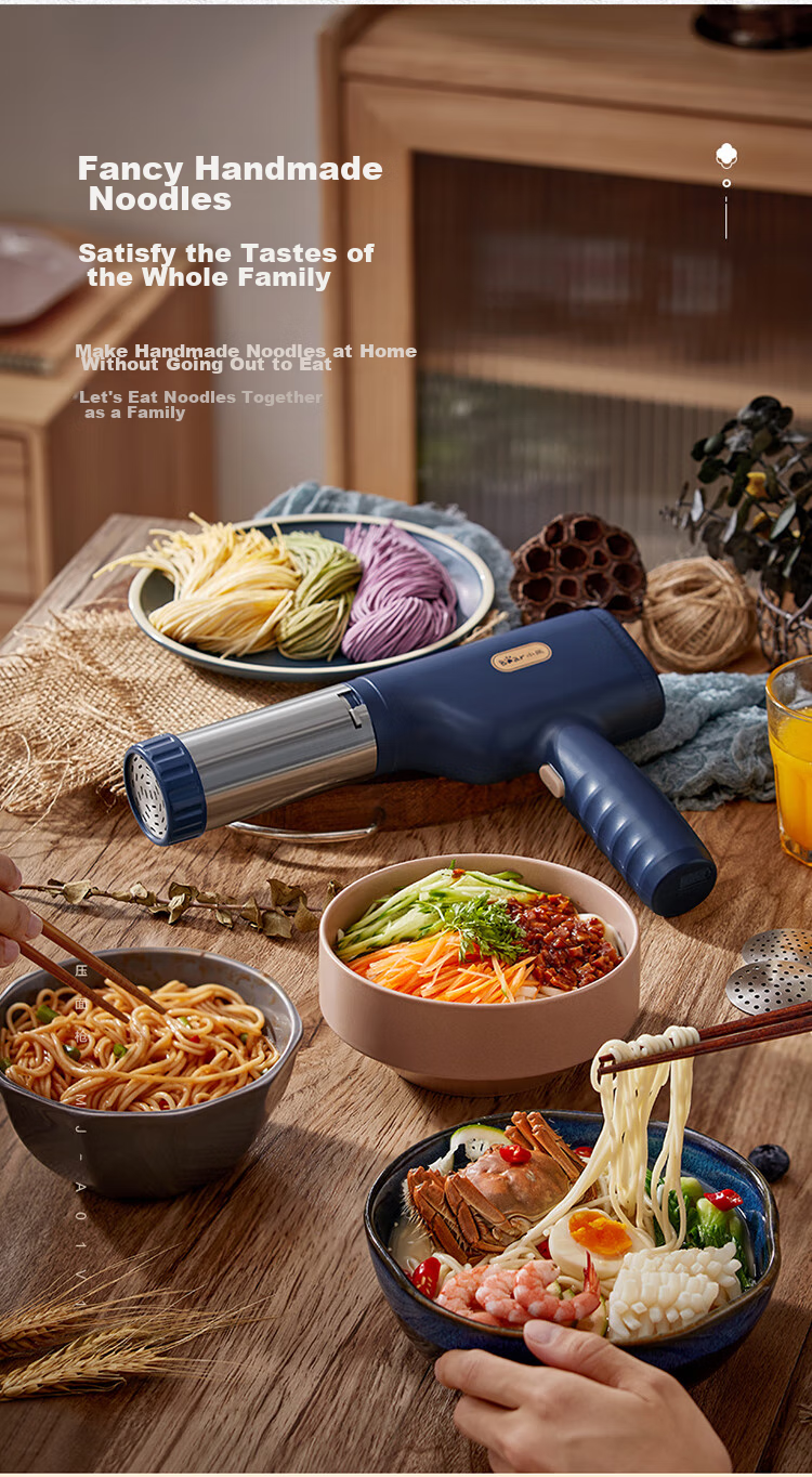 Bear Noodle Maker for Home Use, Handheld And Countertop Pasta Machine, Compact Electric Automatic Stainless Steel Noodle Press YMJ-K40G1 with 8 Noodle Mold Types 11