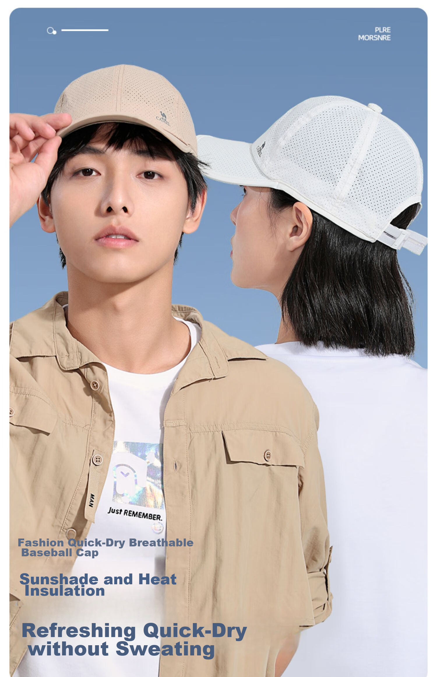 CAMEL Baseball Cap, Soft Top, for Women with Large Head Circumference, Slimming Effect, Face-Slimming, Versatile, Breathable Hat for Men, Duck Tongue Cap, 173BB00026 1