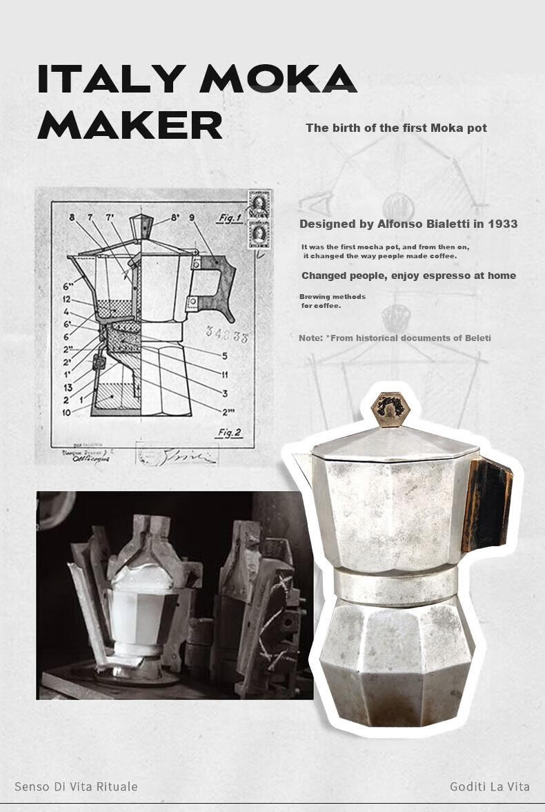 Bialetti Classic Single-Valve 3-Cup Moka Pot, Coffee Maker for Outdoor Camping, Pour-Over Portable Coffee Machine 2