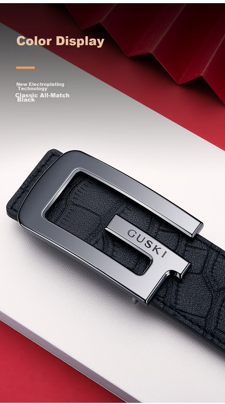 GUSKI Brand Men's Leather Belt with Ceramic Buckle, Business Trouser Belt, Gift Box, Birthday Present for Boyfriend Or Husband 4