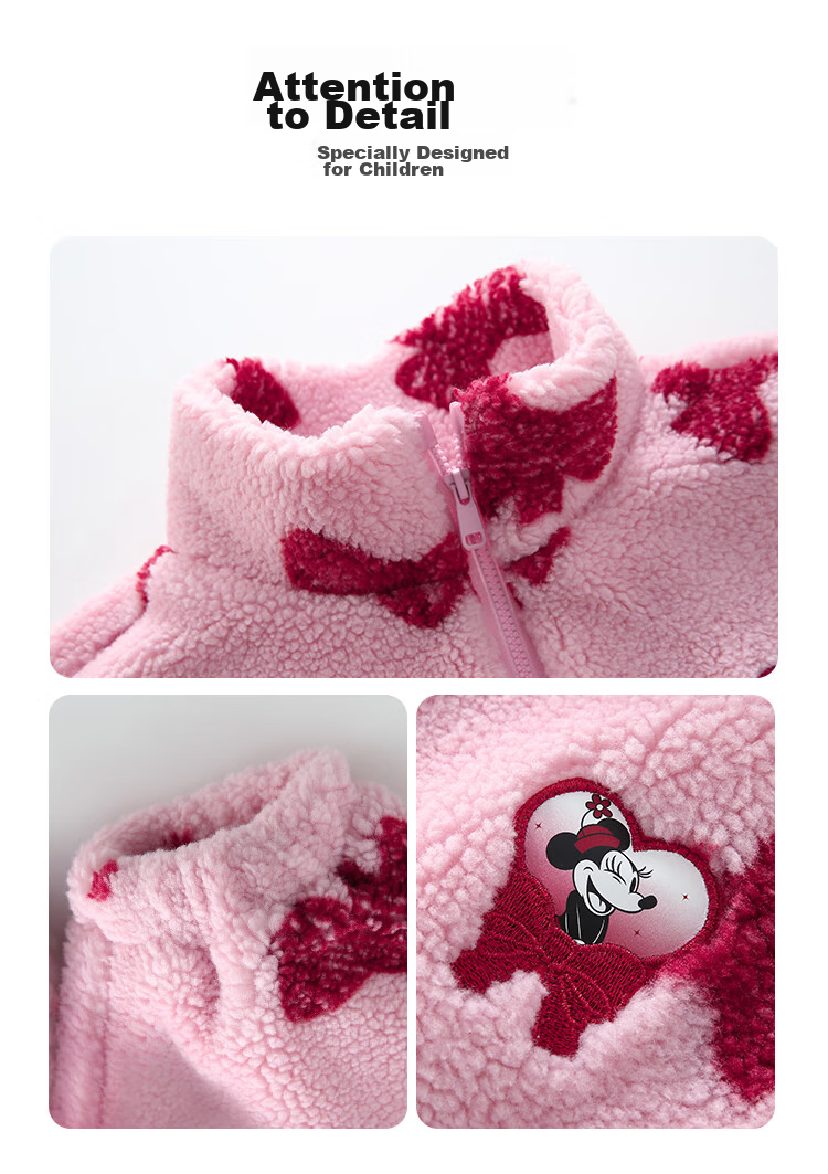 DISNEY Girls' Red Fleece-Lined Cotton Jacket, Faux Sherpa Fleece Top, for Older Children's New Year Outfit, Winter 2024, DB441JE08, Pink, Size 100 10