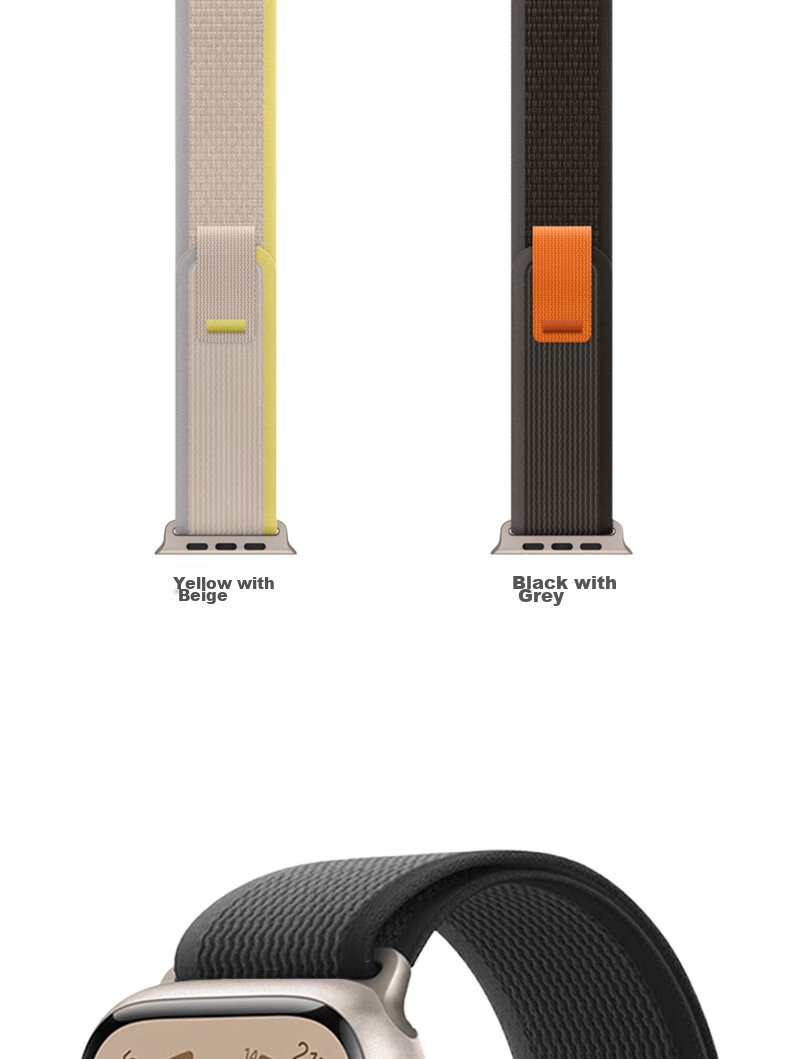 ESCASE Compatible with Apple Watch Bands IWatch Ultra 3/S11/10/9/8/SE3 Sports Waterproof Trail Loop Magic Tape Black with Gray 42/44/45/49mm 13