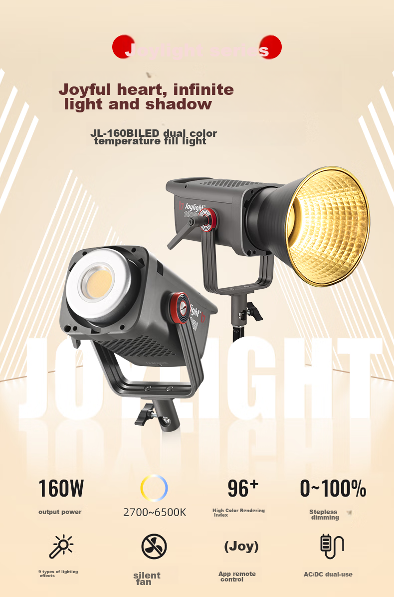 JINBEI EF150 Upgraded JL160BI Live Streaming Video Fill Light, for Streamers, Green Screen, Studio Photography LED Constant Light, Hair Lighting, Atmosphere Lighting, Studio Portrait Deep Shadow Soft Light 1