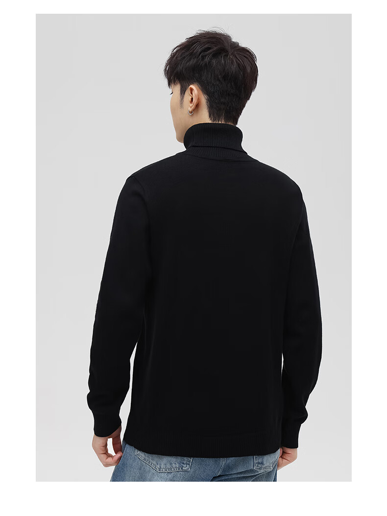 Jeanswest Men's Autumn Winter Fleece Lined Thickened Casual Turtleneck Warm Base Layer Simple Knit Sweater 2