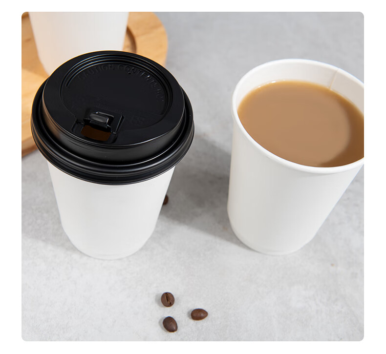 Fangcaodi Disposable Paper Cups, 400ml*50 Pieces, Double-Layer Hollow Insulated Coffee Cups, Thickened Water Cups, Soy Milk And Milk Tea Cups with Lids 8