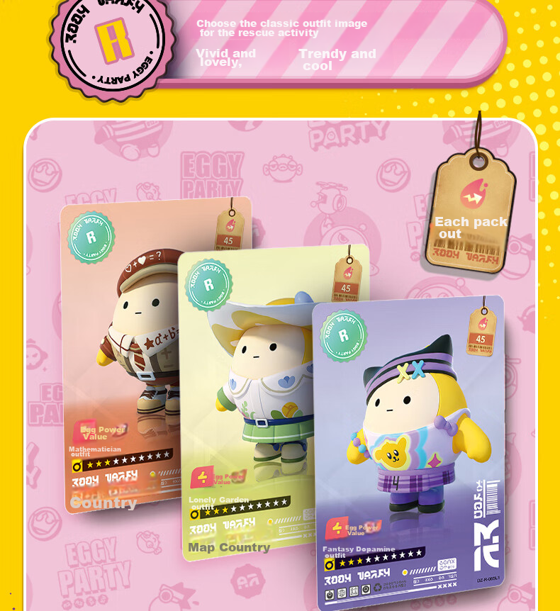 Kayou Egg Party Card Trendy Pack CR Cards, Egg Party Accessories, Toy Eggs, Card Game 13