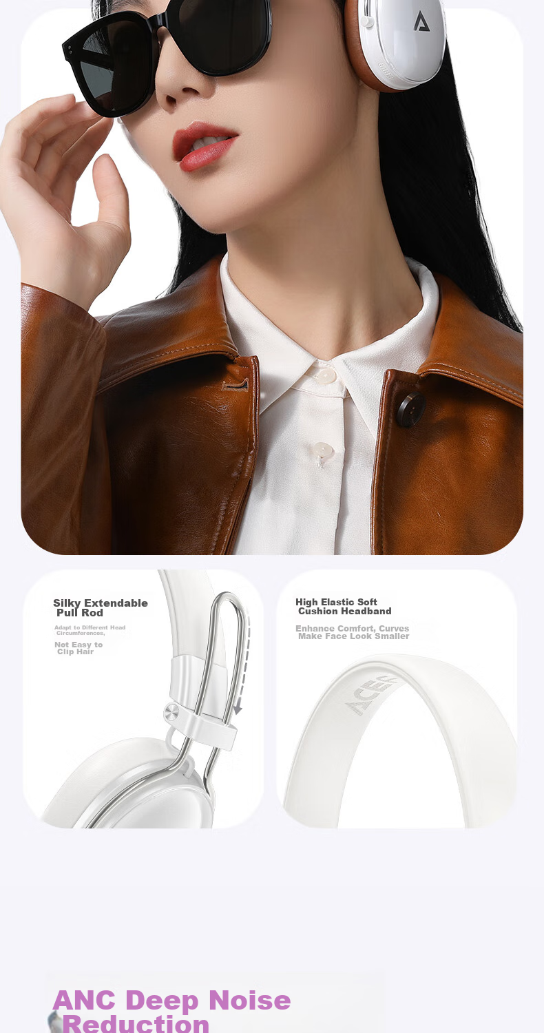 ACEFAST Speed Boost [Subsidy] Seven-Day Headphones, Bluetooth Gaming ANC Noise Reduction, Colorful Stylish Small Head with Replaceable Ear Cups, Ideal Gift Choice 20