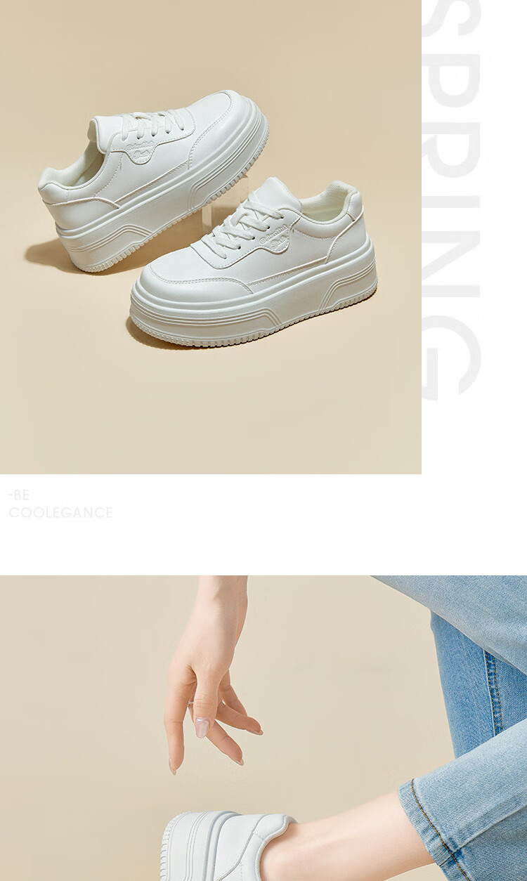 Dusto Thick-Soled Versatile Round-Toe White Sneakers for Women, 2026 New Popular Spring Style, Height-Increasing Shoes for Petite Women, Panda Shoes 3