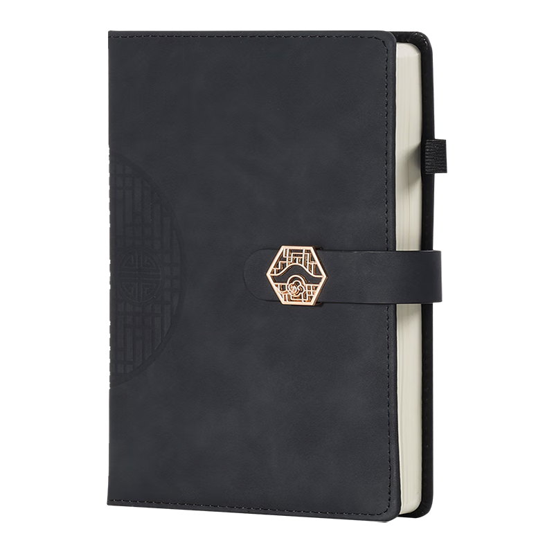 SHEN SHI B5 Chinese Style Trendy Notebook, 140 Sheets/280 Pages, Window Pattern Clasp, Aesthetic Journal, Diary, Homework Book, Record Book, Customizable Logo Printing, 18-97 Black, 1 Book