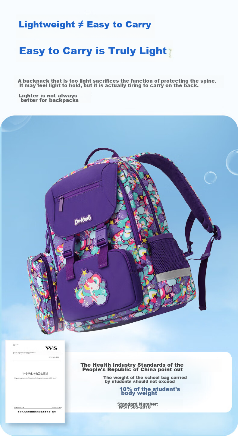 DR·KONG Backpack for Girls, Elementary School Students Grades 3-6, Children's Spine-Protecting Lightweight Large-Capacity Backpack, Convenient Shoulder Bag 16