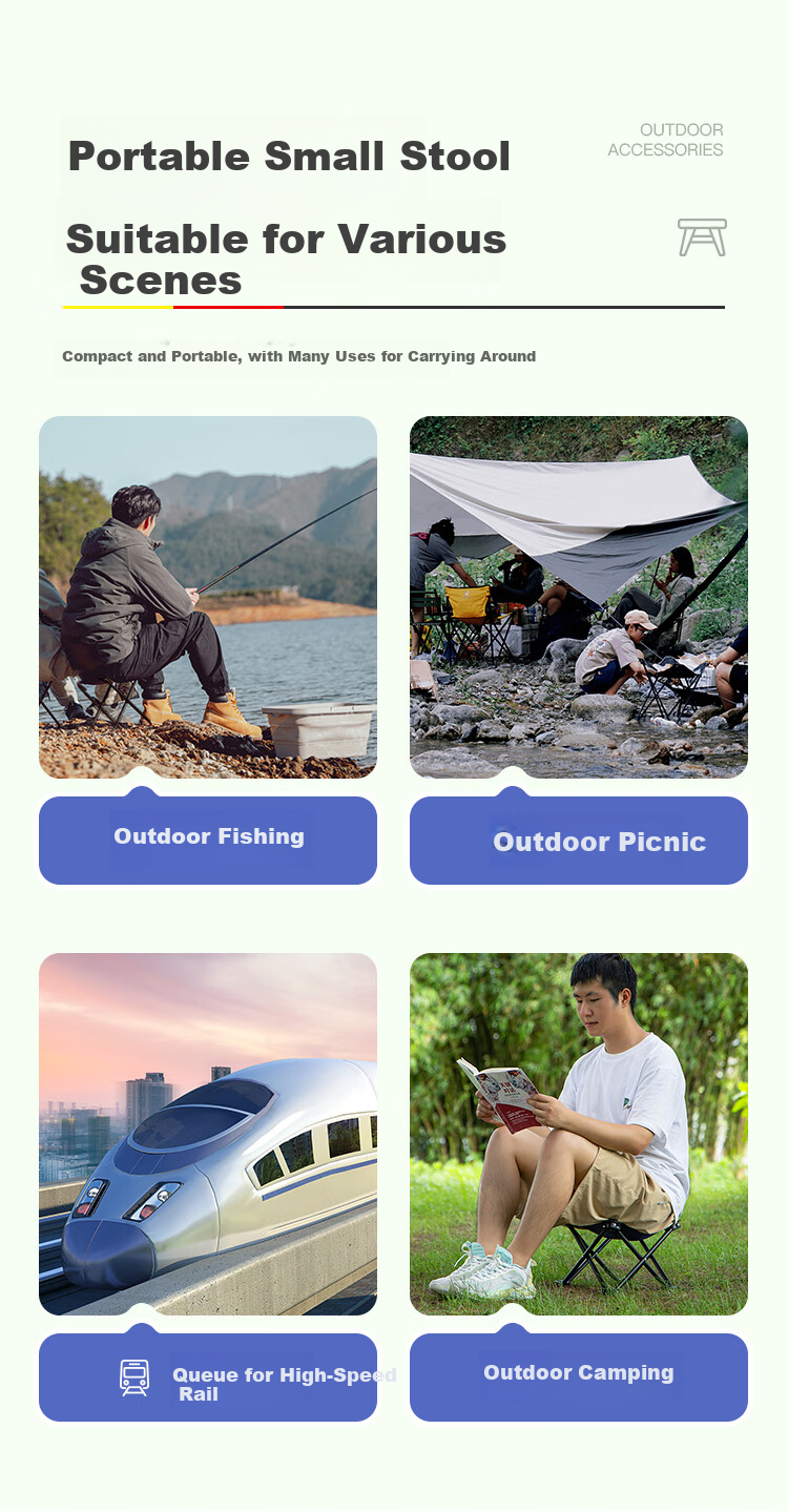 OFEIS Folding Stool Portable Outdoor Fishing Chair High-Speed Rail Train Folding Chair Travel Camping Queuing Essential 10