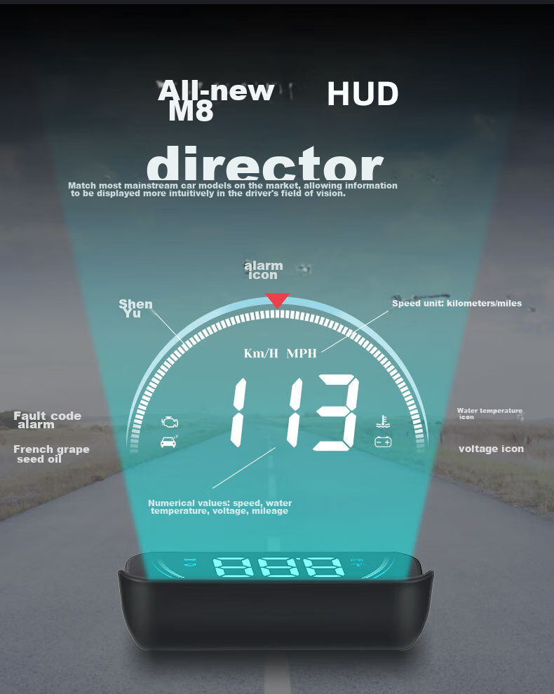 XINWUZHIJING M8 HUD Head-Up Display, Universal OBD Car Navigation System, High-Definition Projection for Driving, 2026 Model 3