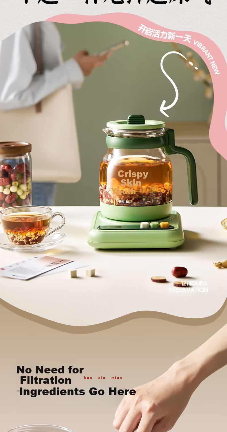 BLAUPUNKT Ok Health Pot, Tea Kettle, Constant Temperature Kettle, Water Kettle, Quiet Sound Insulation All-In Mini Office Home Use Flower Tea Pot, Stew Pot, Small Bubble Anti-Stick Anti-Spill Crisp Skin Youth 14