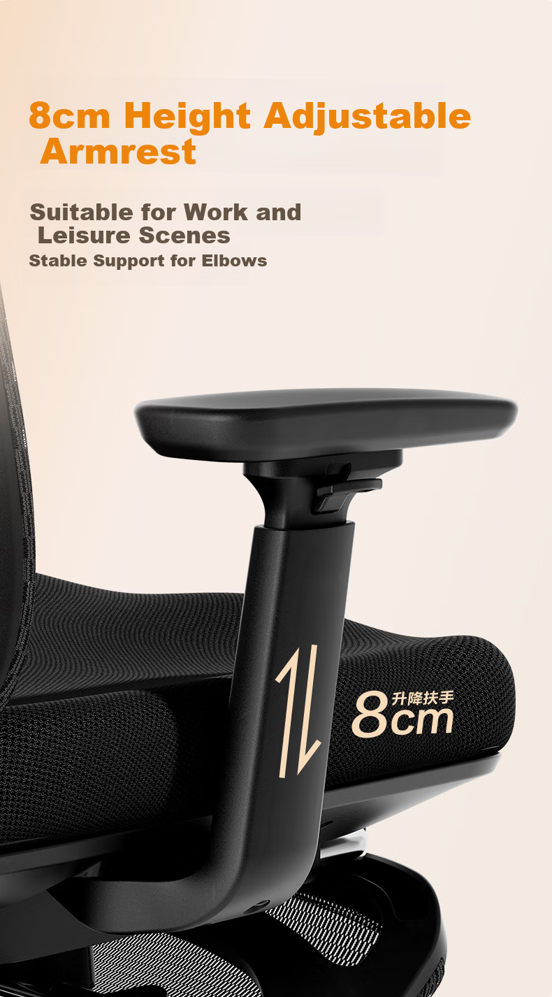 Deli KF230-J Ergonomic Chair, Computer Chair, Home Office Chair, Reclining Gaming Chair with Footrest, Black 8