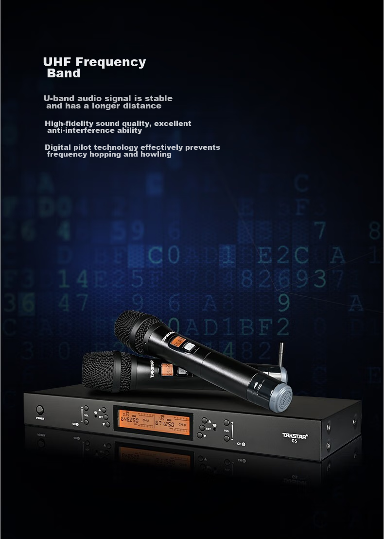 TAKSTAR G5 U-Segment Wireless Microphone System, Dual-Channel Wireless Mic for Professional Performance, KTV, Meetings, Karaoke, Handheld Microphone 4