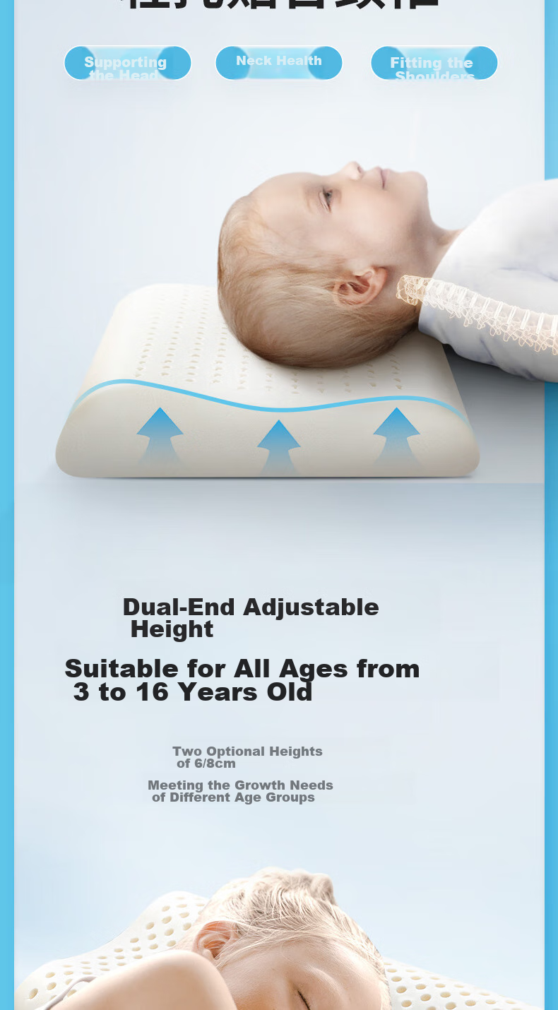 THAISEN Thai Imported Children's Latex Pillow Core, 94% Content, for School Naps And Baby Cervical Spine Support, Ages 6-12 4