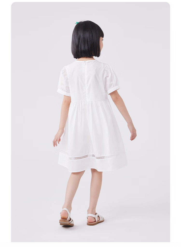 QQ DUCK Girls' Dress, Children's Summer Princess Skirt, Youth Holiday Performance Dress, White Clothing 15