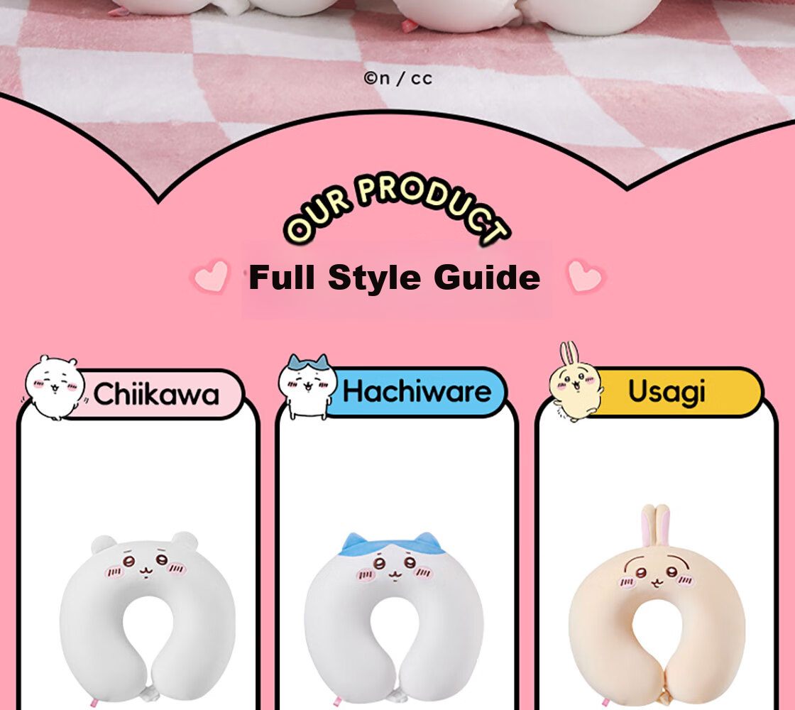 MINISO Chiikawa Series U-Shaped Pillow Hachiware Small Eight Memory Foam Neck Support Pillow Nap Pillow Car Airplane Neck Pillow 4