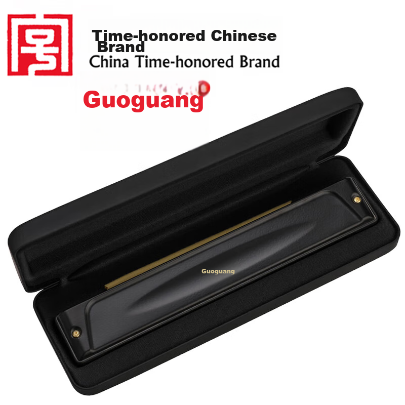 Guoguang 28-Hole National Dream Professional Harmonica in C Key (Athens Black, with Playing Instructions)