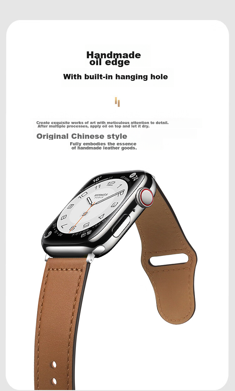 MSSM Leather Watch Strap Compatible with Apple Watch, Swift Cowhide Band for IWatch S12/11/ultra4/S10/9/SE3 - Brown 44-49 13