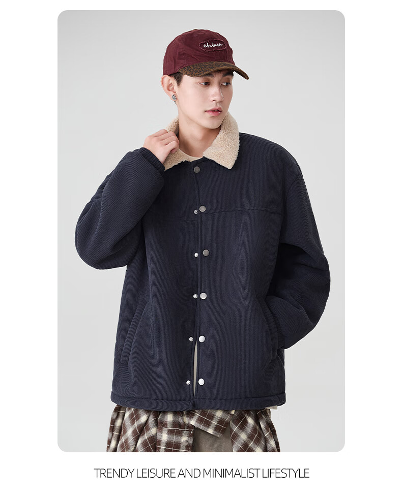 Baleno Corduroy Sherpa Jacket Men Winter Heavyweight Warm Casual Versatile Men's Jacket Trendy Retro Youth Clothing 10