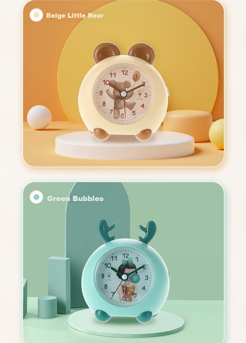 POLARIS Alarm Clock, Creative Cartoon Cute Small Alarm Watch, Cartoon Lazy Bedside Student Children Electronic Clock, Pink 11