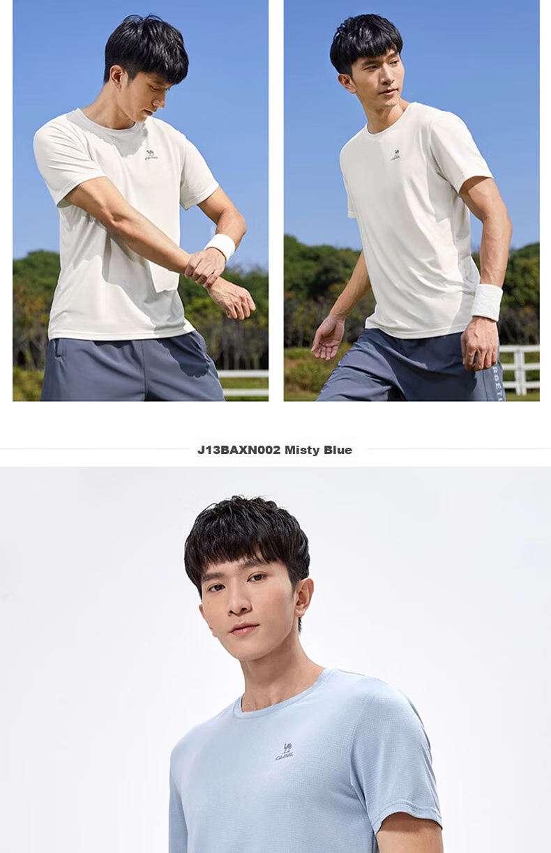 CAMEL Short-Sleeve T-Shirt for Men, New Summer Style, Loose-Fit Round Neck Outdoor Sportswear, Running Training Ultra-Thin Quick-Dry Top 15