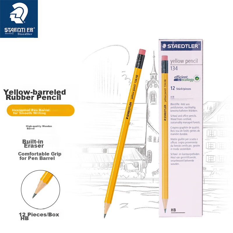 Карандаши STAEDTLER HB, классический шестигранный деревянный корпус, для экзаменов в начальной школе и рисования, для первоклассников и второклассников, арт. sketching и рисование, подарок, 12 шт. в коробке, 134-HB
