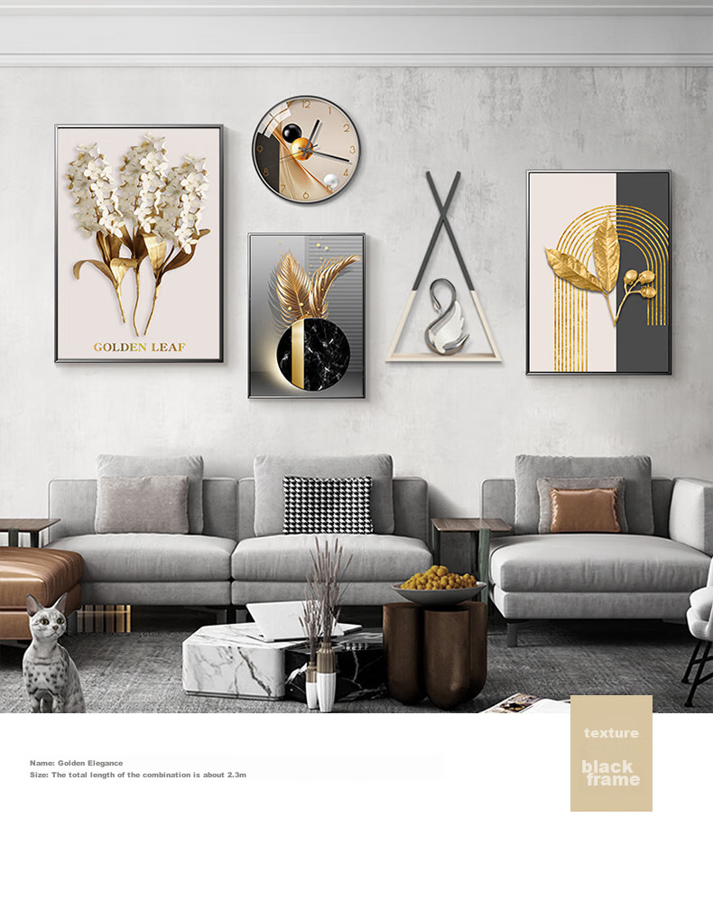 JIJUANJI Nordic Style Living Room Decorative Painting, Light Luxury Sofa Background Wall Art, Creative Combination Wall Hanging 4