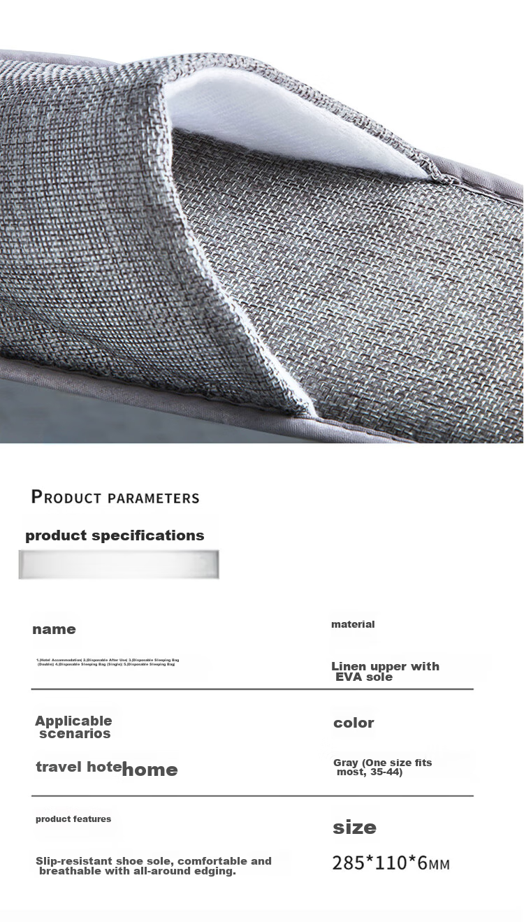 JAJALIN 10-Pair Pack Disposable Slippers for Men And Women, Non-Slip Thick Cotton Slippers for Travel, Business Trips, Home, And Hotel Use, Gray 2