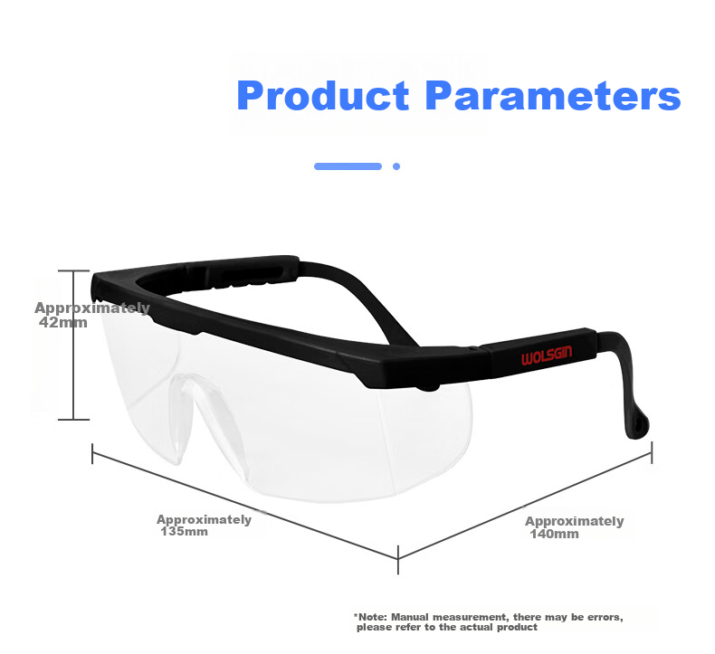 WOLSGIN Safety Goggles SG-71003AF, Windproof, Dustproof, Impact-Resistant, Anti-Fog, Protective Eyewear, Pollen-Proof, Industrial, Anti-Cutting, Splash-Proof 13