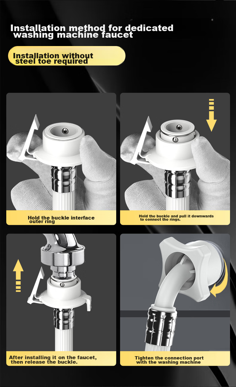 Jiangwutong Washing Machine Inlet Hose 3 Meters, Extended Extension Pipe, Connecting Pipe for Fully Automatic Drum And Impeller Washers, Suitable for Haier, Compatible with Clip-On Faucet Accessories 11