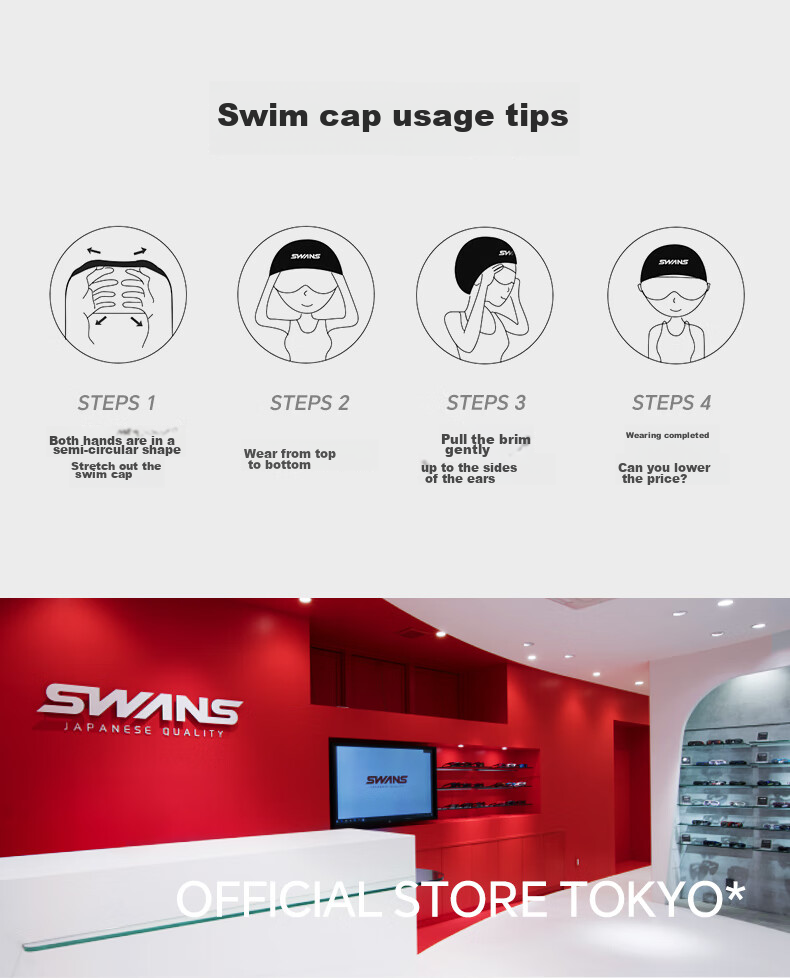 SWANS Swimming Cap for Women, Waterproof, Large Size with Ear Protection, Non-Binding Silicone Swim Cap for Men And Children, Two-Pack 9