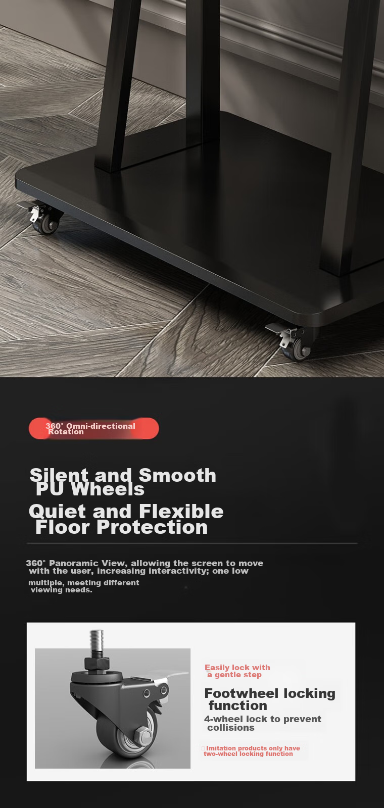 Yizhigu TV Mobile Floor Stand, 32-60 Inch TV Cart, Multifunctional TV Mount, Suitable for Xiaomi, Hisense, Skyworth, Changhong Display Screen Bracket 8
