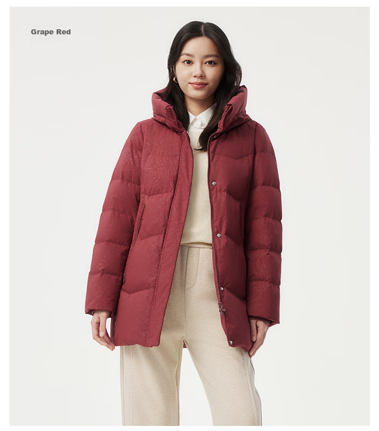 Tanboer Mid-Length Comfortable Thickened Warm Down Jacket for Middle-Aged and Elderly Women 510506Z Jinluo Red Size 170 16