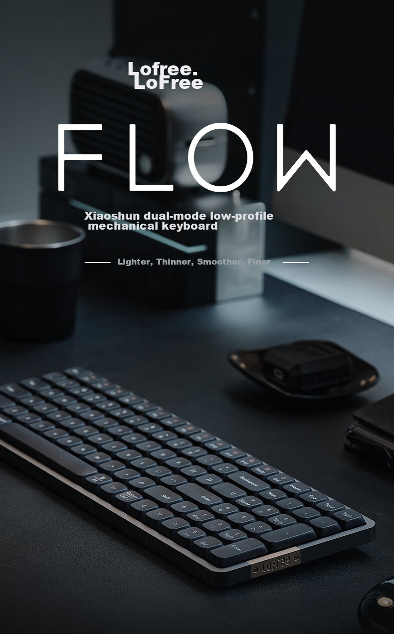 LOFREE Xiaoshun 100-Key Low-Profile Keyboard OE919, Wired And Bluetooth Dual-Mode, Low-Profile Mechanical Keyboard, Aluminum Alloy Body, Deep Space Phantom 1