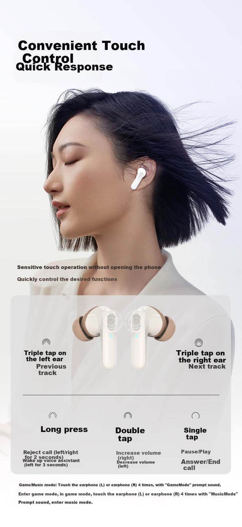 Lenovo Invests in Brand Yinengzhe In-Ear Headphones, Bluetooth Earphones for Music, Sports, Cycling, Online Classes, And Gaming, Compatible with Bluetooth 5.4, Suitable for Apple, Huawei, Xiaomi Phones, Gift 8