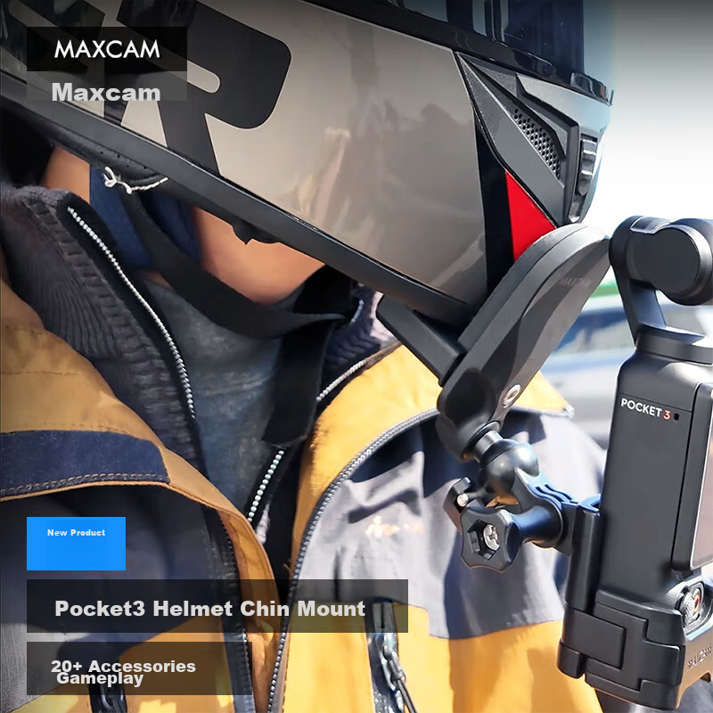 MAXCAM/Maisikamu Compatible with DJI Osmo Pocket 4/3 Motorcycle Helmet Chin Strap Mount Cycling Fixation Clip Accessory