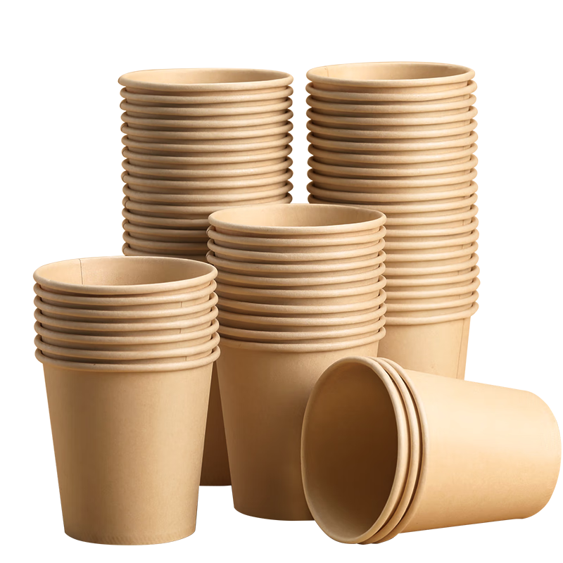 MARYYA Disposable Paper Cups, Thickened, 228ml*100 Pieces, Natural Color, Large Size, Unprinted, for Business And Home Use, Beverage And Tea Cups